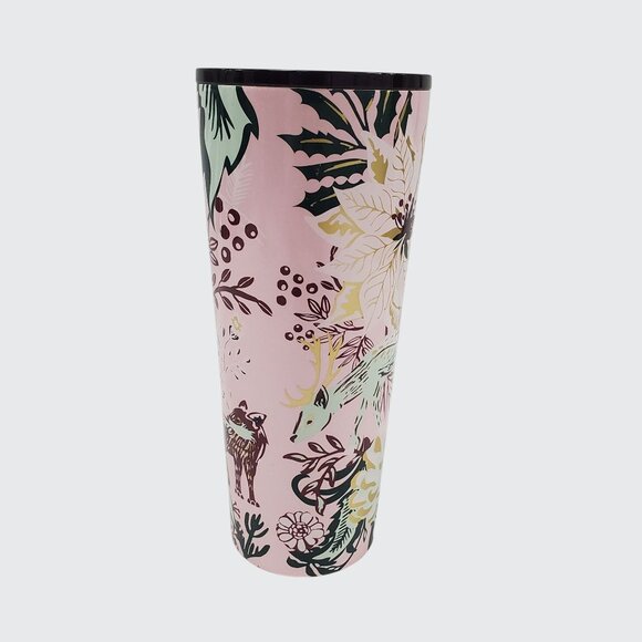 Starbucks 2022 Holiday Winter Pink Enchanted Forest Floral Stainless Tumbler - Picture 3 of 8